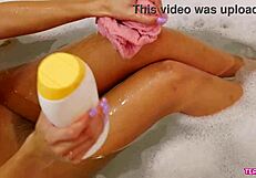 Spa time with a provocative college beauty and her lady companion