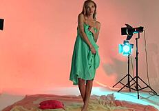 Naked chicks: skinny blonde teen model provocatively posing for the camera