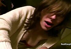 A risky black man and a mixed race woman get intimate in other peoples’ yards