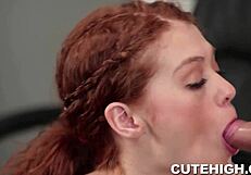 Alice Green showing off herself as a petite redhead also has a tiny tongue perfect for giving a blowjob and fucking