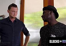 Bi-curious biker goes gay app, loves big black assfucking