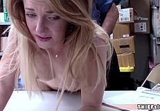 The blonde teen stealing from the store and in order to be able to go scot-free she has to have sex with the store owner