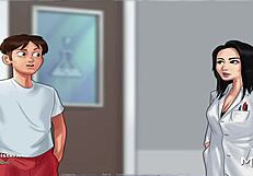 Summertime saga: Disbelief of the teacher with regard to the strange size of his cock