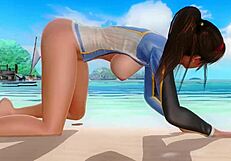 A former cover girl doa5 hitomi performing provocative photoset at the beach with engraving studio