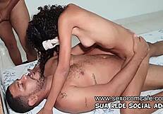 wow, this 18-year-old latina teen gets wild with two guys!