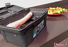 The trans girl Bianca Ruiva f**s a handyman who then procedes to use a dildo on her