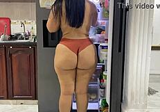 Hot real wife cooking a meal for her man
