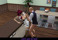 Sexy red-headed maid seduc;es bosses and his wife at workplace