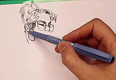 Finally comes out attractive women in erotic art of pin-up on sketchbook