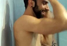 50 Straight friend’s huge cock in gay shower fun