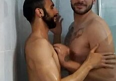 50 Straight friend’s huge cock in gay shower fun
