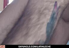 Wow, hottest hairy bubble butt Latino making out and riding uncut dick!