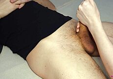 Very hard prostate massage and destroyed orgasm for my stepson with big cock