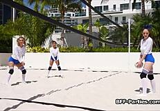 Wild group sex with their dirty coach is the happy youthful pursuits of the volleyball players