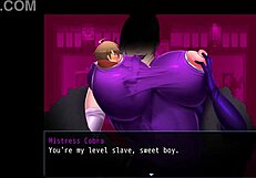 Bonding with cubs and playing with a topless dominant woman in anime game