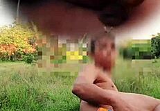 Myanmar gay twink boy masturbating outdoors