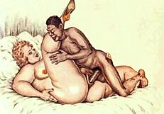 Vintage and sensual art with features of anime and cartoons