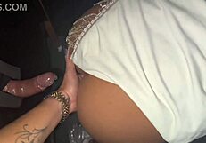 Sexy scene with a pair who is into BDSM at glory hole