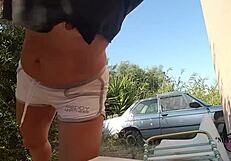 Original Mature fucking hot babe flaunts her assets in the garden