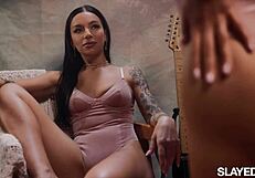 Naughty April and her girlfriend Vanna, she turn on the camera and take off her dress to please her girlfriend with strap on