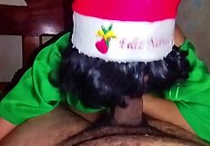 A steamy homemade video with a dirty elf in cosplay