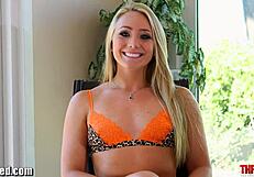 Hot blonde AJ Applegate has a big dick in her throat