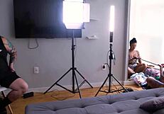 This is a behind the scenes look at a porn shoot with a star with a big ass.