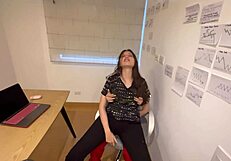 My medical student helps me to pleasure myself and we both undress in my office.