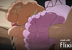 Double footjob scene in My Hero Academia hentai