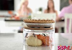 Thanksgiving pie and hardcore sex with stepsisters Katie Kush, Skyler Storm, and Jay Romero