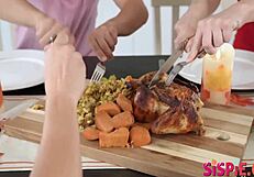 Thanksgiving pie and hardcore sex with stepsisters Katie Kush, Skyler Storm, and Jay Romero