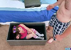 Cum in mouth and doggystyle sex with Luna, a petite teen.