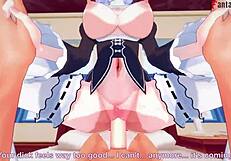 3D animated game-based porn: Ahegao's big breast bouncing during rough sex