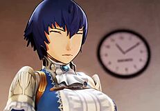 Tricks Persona SFM色情：万圣节变态口交和内射3D动作