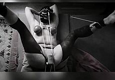 European bondage obedience with masturbation and hairy boobs