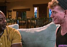 A black senior citizen has sex with a red-haired twink for the first time.