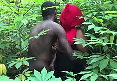Softkind takes stepmom from behind in the bush