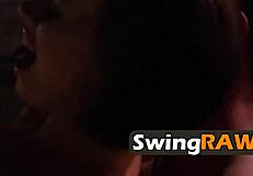 A family of swingers enjoys a hot pool party with another couple