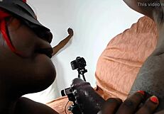 Black beauty gives great blow job and facial