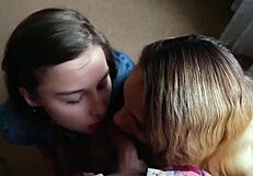 Amateur dorm room action with kitchen threesome
