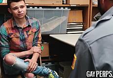 I felt so naughty as a cute gay twink, barebacked by a hot policeman for stealing