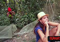 Safada MILF gets it hard in the woods