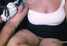 Interracial couple gets inked in amateur tattoo session