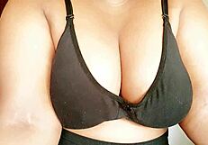 Beautiful woman with big melons, playing with her breasts