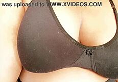 Beautiful woman with big melons, playing with her breasts