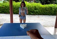 youtube beer pong strip game with mini bikini beauty gets wild at party