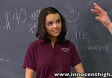 Dillion and Innocenthigh firmtits in a hot scene in the classroom
