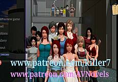 Visual novel style erotic story with cartoon characters