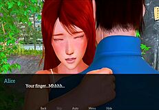 Visual novel style erotic story with cartoon characters