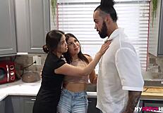Stepmoms secret threesome with stepdaughter in naughty acts